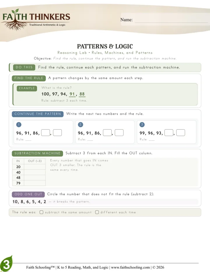 Logic worksheet sample