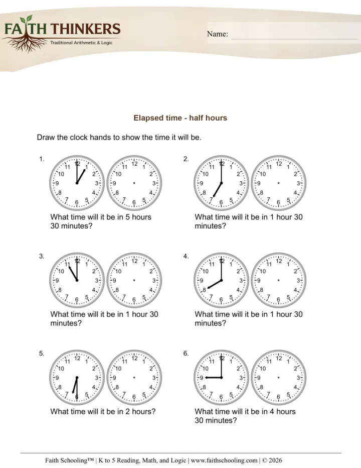 Elapsed Time worksheet sample