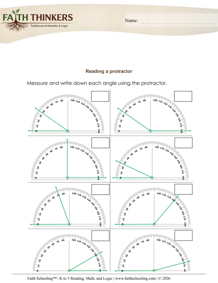 Angles worksheet sample