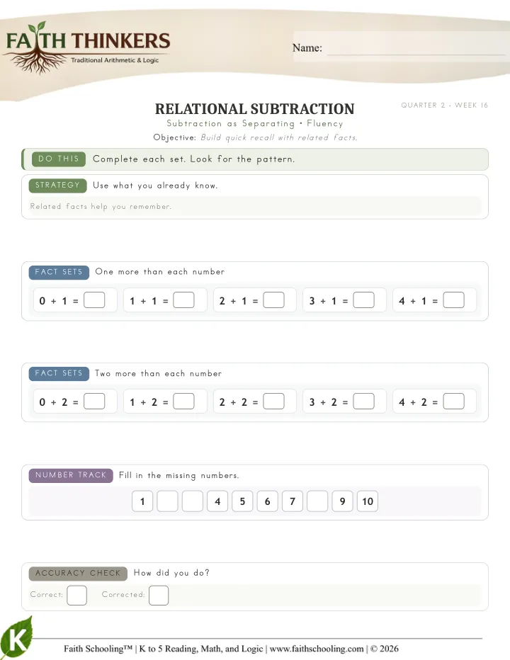 Fluency worksheet sample
