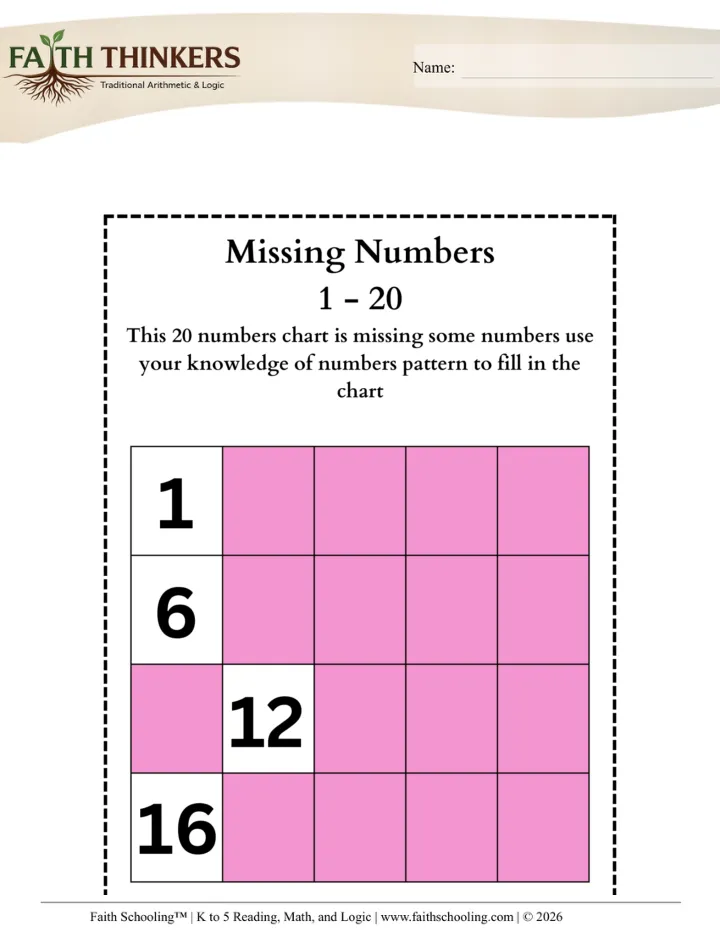 Number Patterns worksheet sample