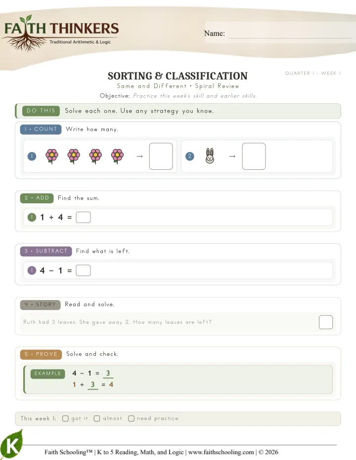 Spiral worksheet sample