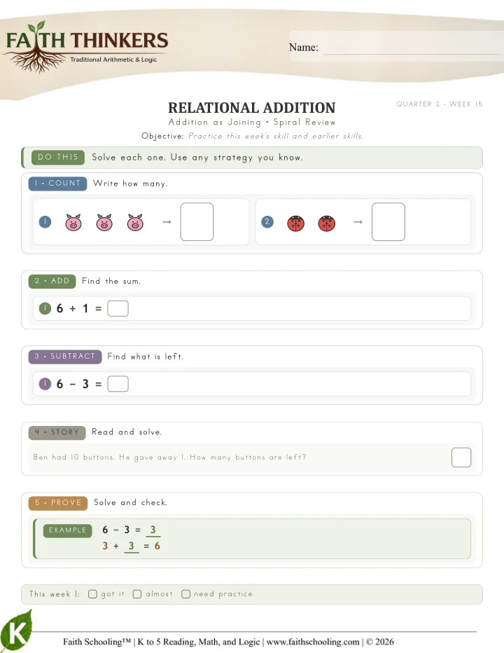 Spiral worksheet sample