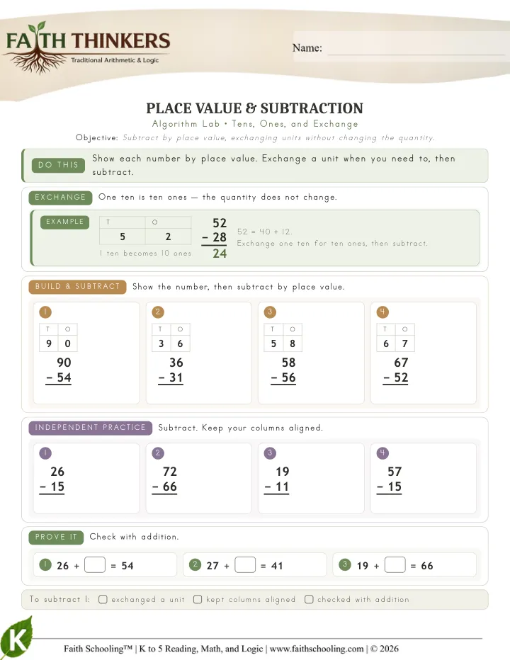 Placevalue worksheet sample