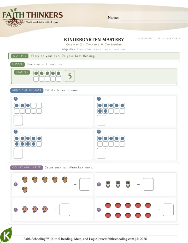 Counting Cardinality worksheet sample