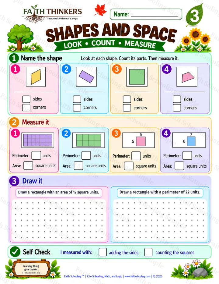 Grade 3 Shapes And Space worksheet preview