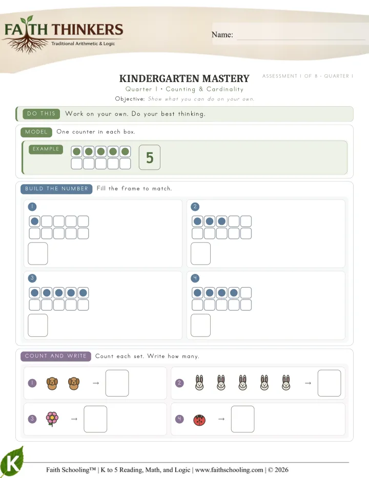 Counting Cardinality worksheet sample