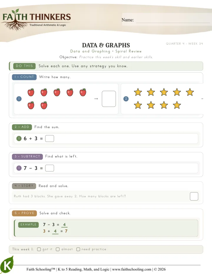 Spiral worksheet sample