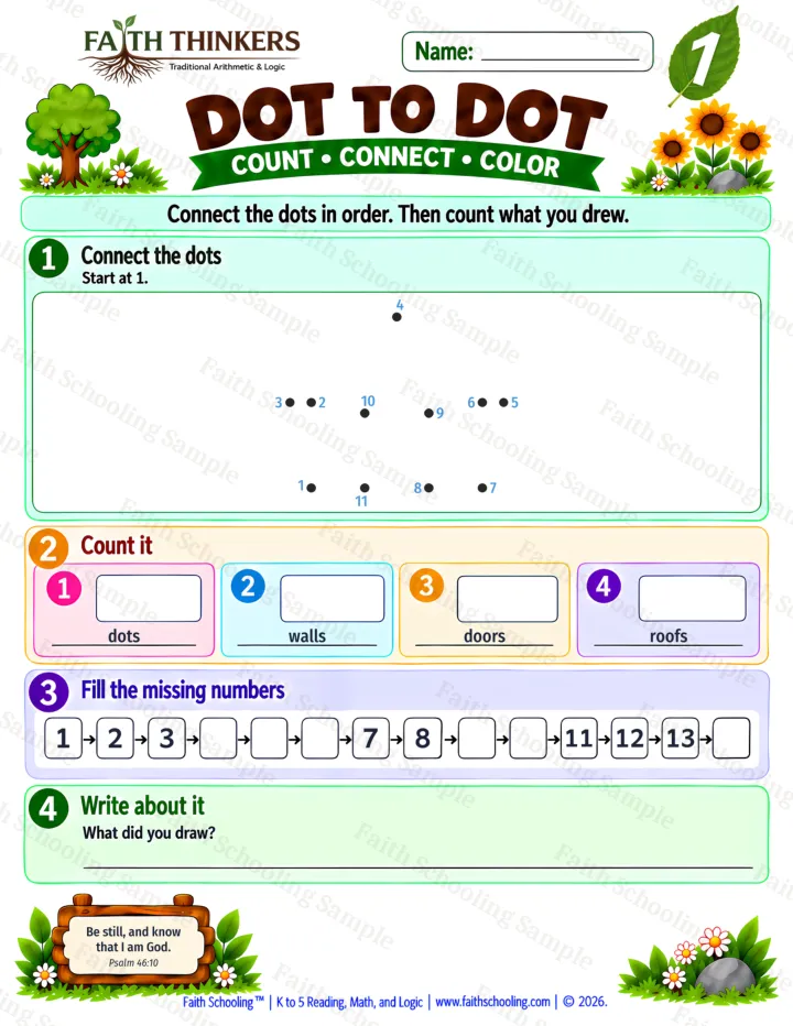 Grade 1 Dot To Dot worksheet preview