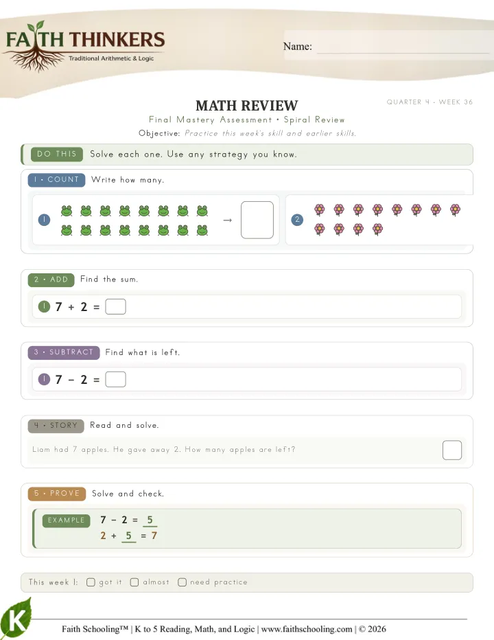 Spiral worksheet sample
