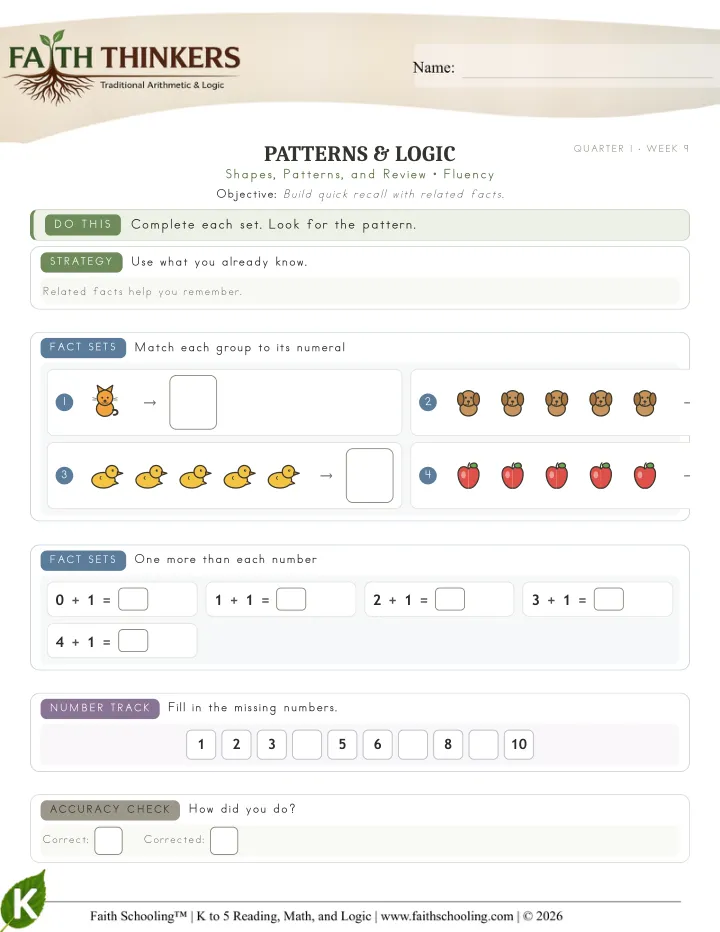 Fluency worksheet sample