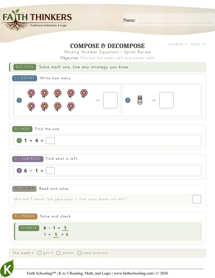 Spiral worksheet sample