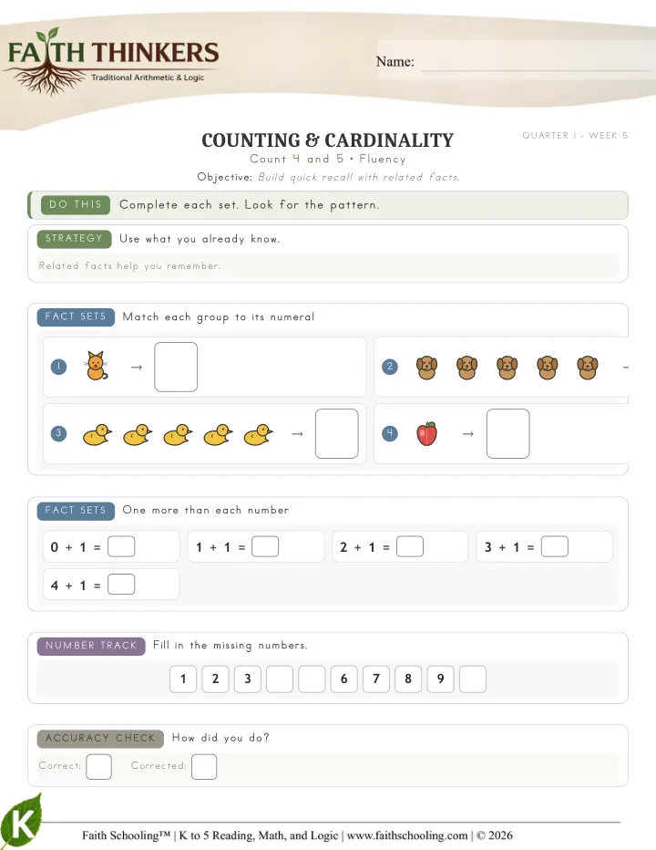 Fluency worksheet sample