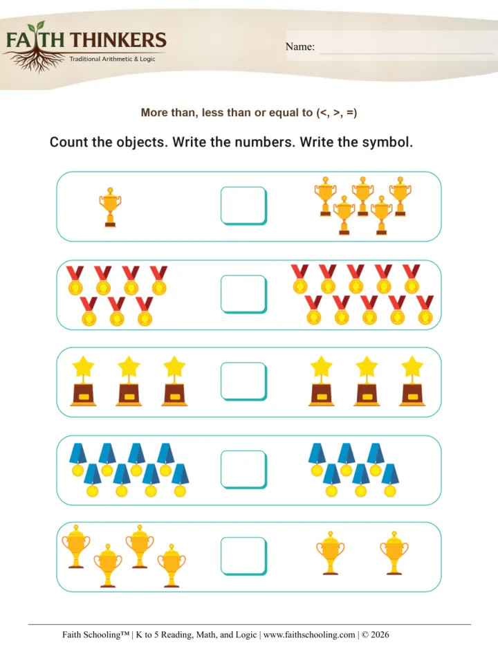 Comparing Numbers worksheet sample