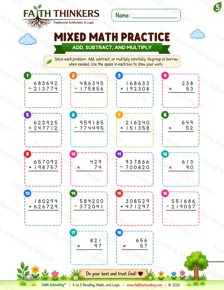 Grade 5 Summer Mixed worksheet preview