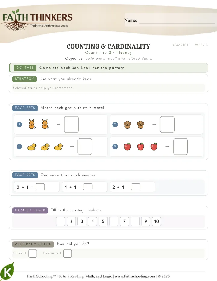 Fluency worksheet sample