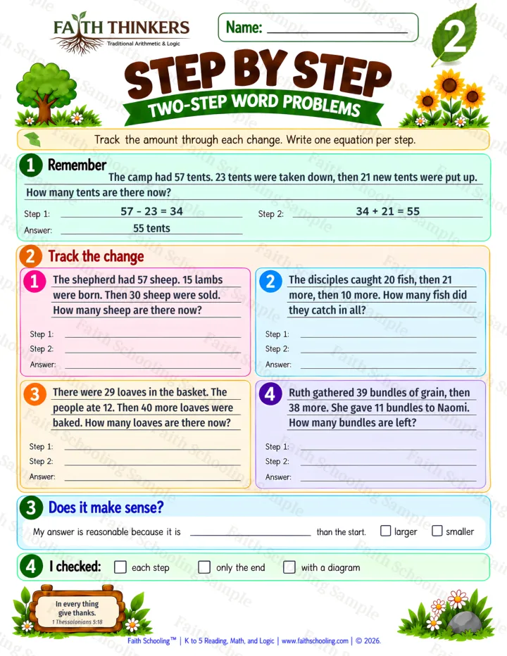 Grade 2 Step By Step worksheet preview