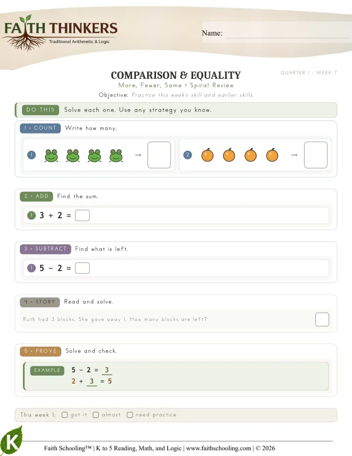 Spiral worksheet sample
