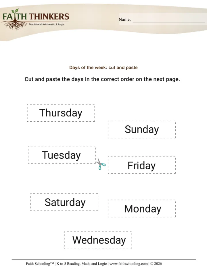 Calendar worksheet sample