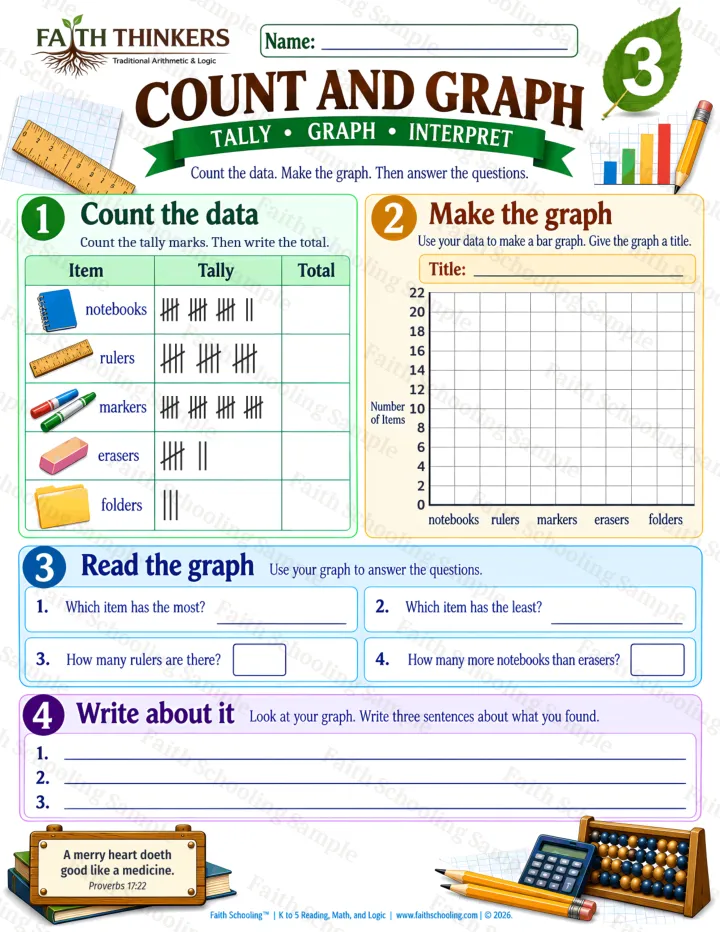 Grade 3 Count And Graph worksheet preview