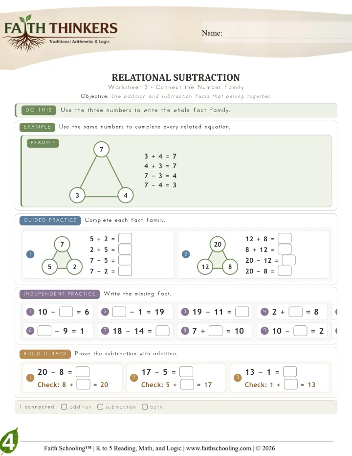 Connect worksheet sample