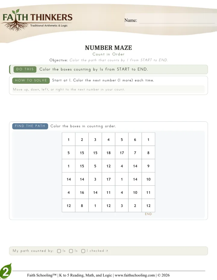 Maze worksheet sample