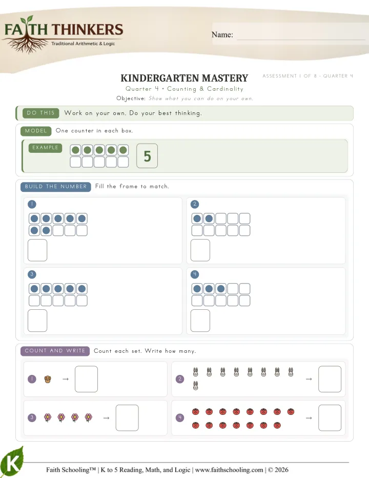 Counting Cardinality worksheet sample