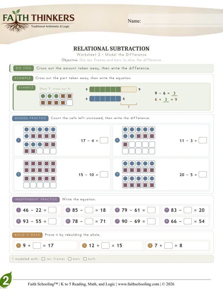 Model worksheet sample