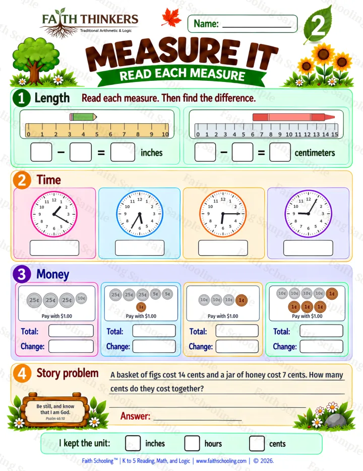Grade 2 Measure It worksheet preview