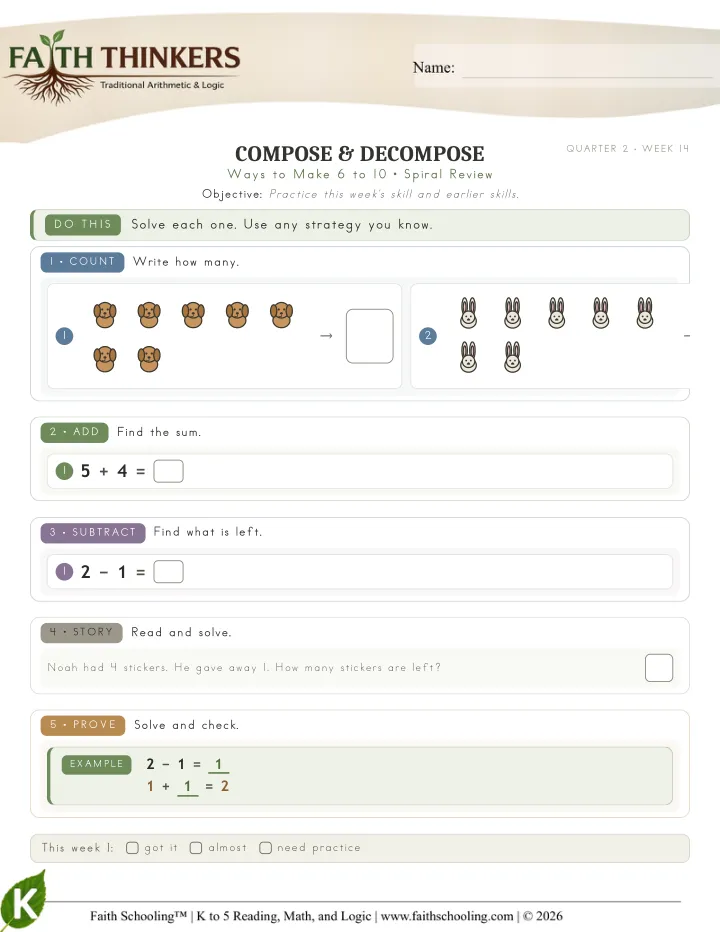 Spiral worksheet sample