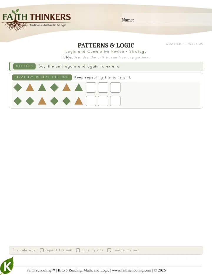 Strategy worksheet sample