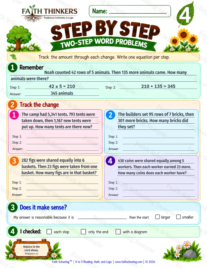 Grade 4 Step By Step worksheet preview