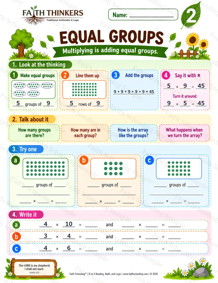 Grade 2 Equal Groups worksheet preview