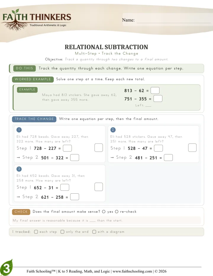Multistep worksheet sample