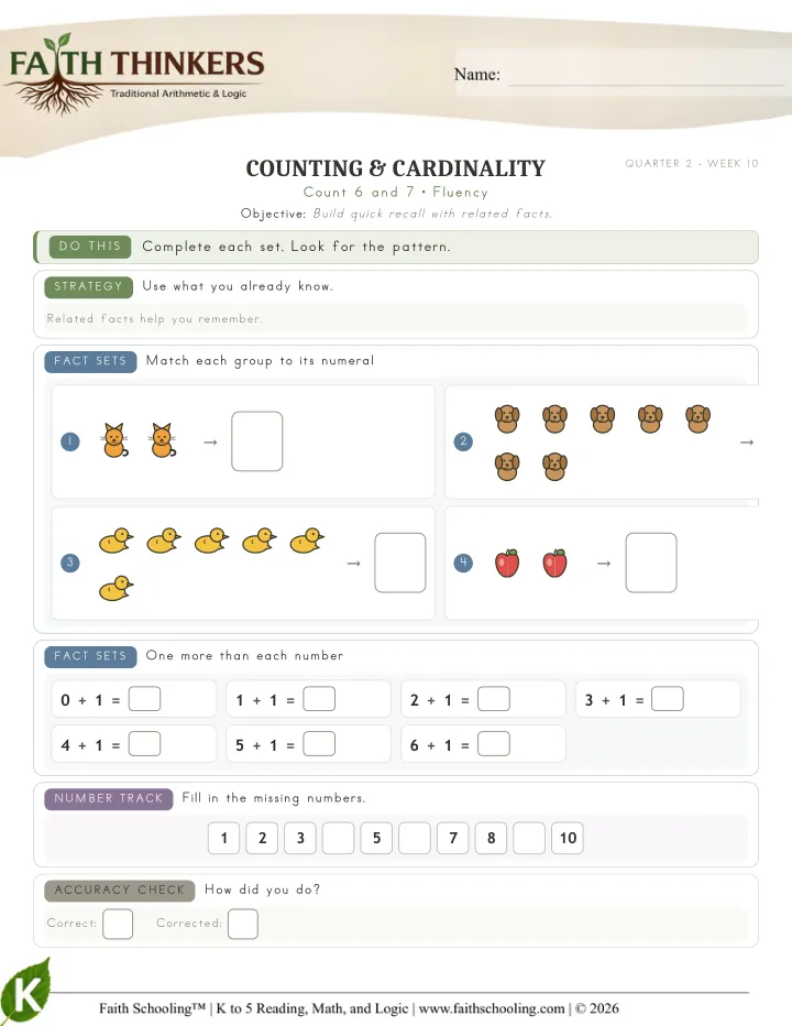 Fluency worksheet sample