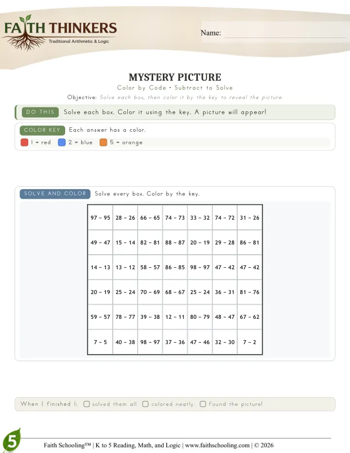 Mystery worksheet sample