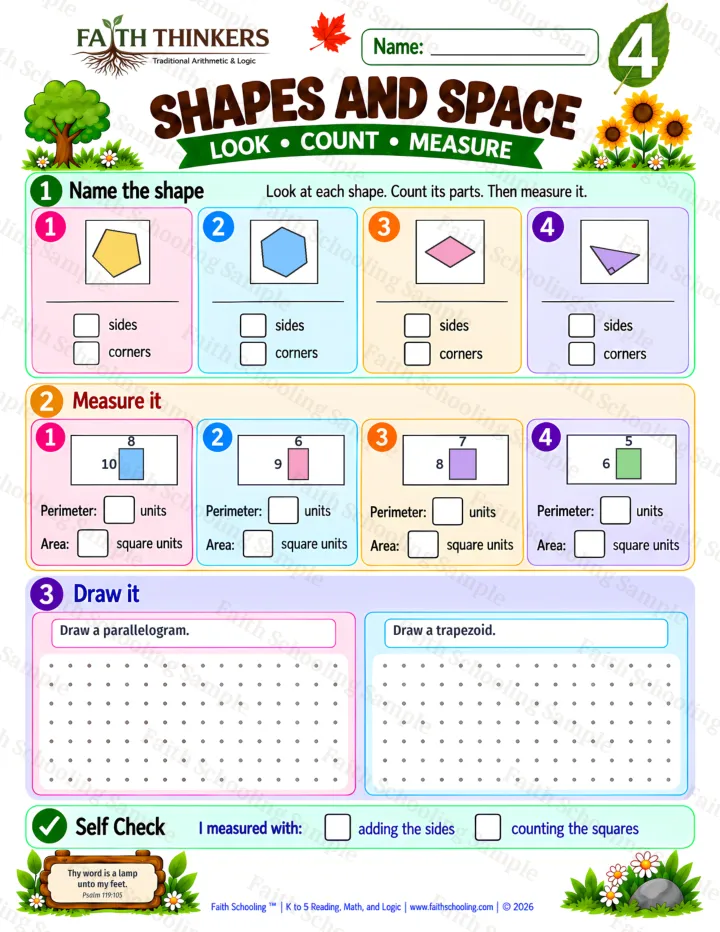 Grade 4 Shapes And Space worksheet preview