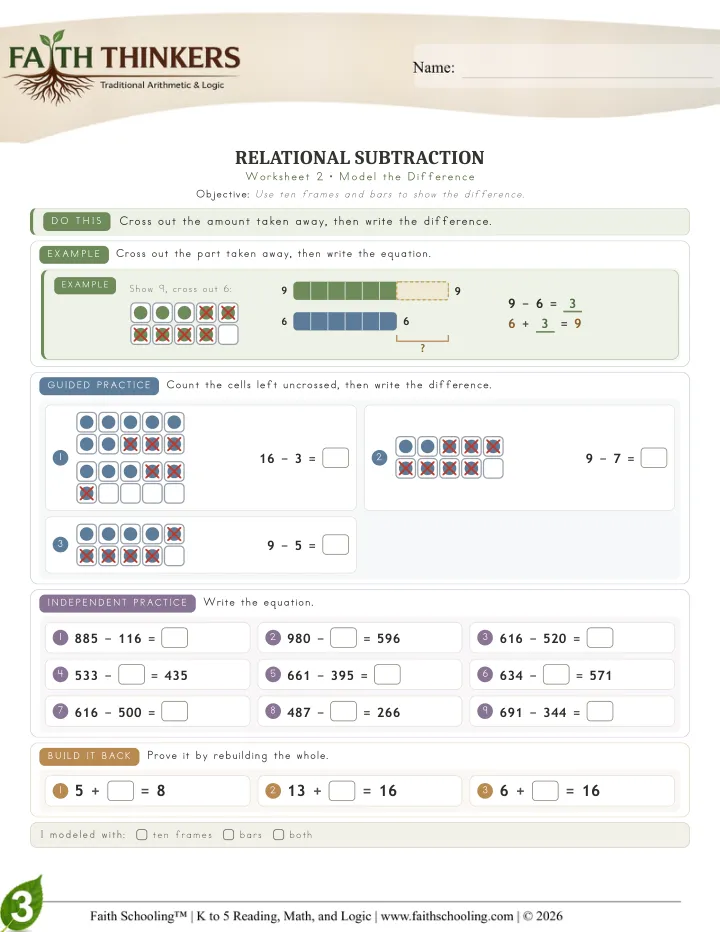 Model worksheet sample