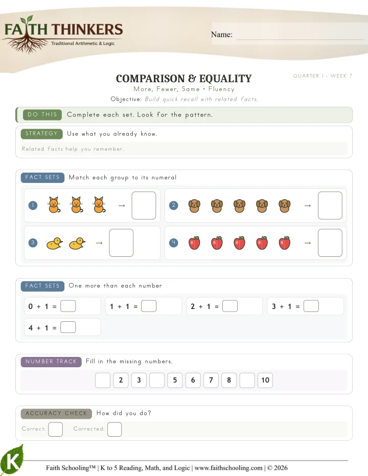 Fluency worksheet sample