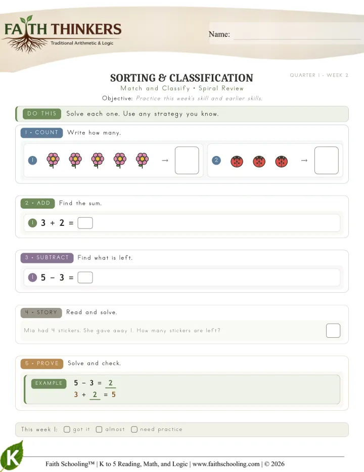 Spiral worksheet sample