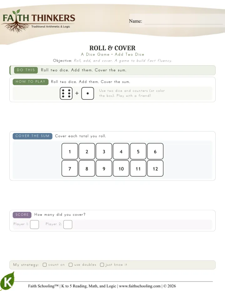 Rollcover worksheet sample