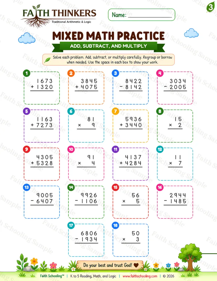 Grade 3 Summer Mixed worksheet preview