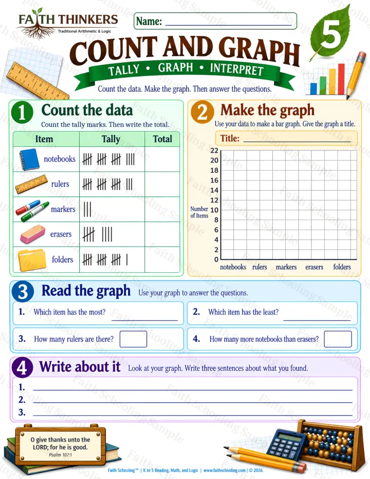 Grade 5 Count And Graph worksheet preview