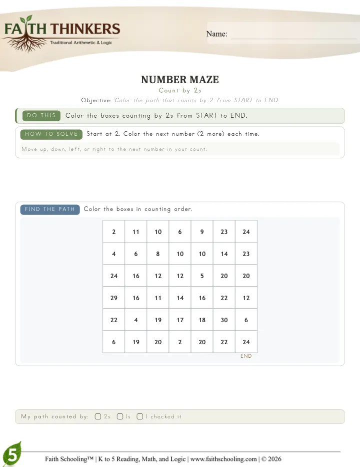 Maze worksheet sample