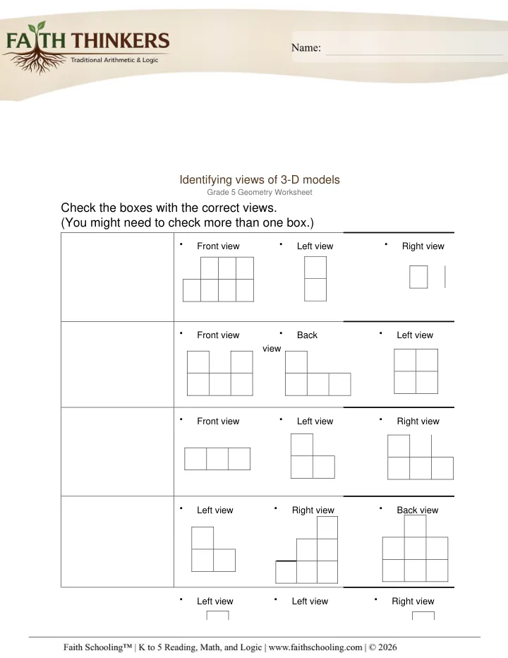 Shapes 2D 3D worksheet sample
