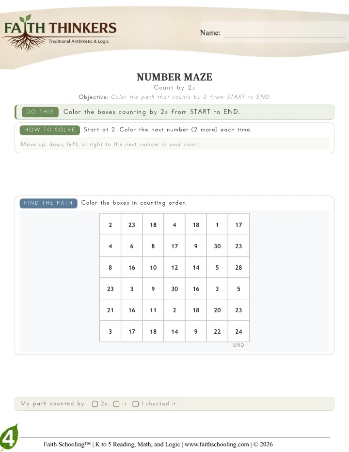 Maze worksheet sample