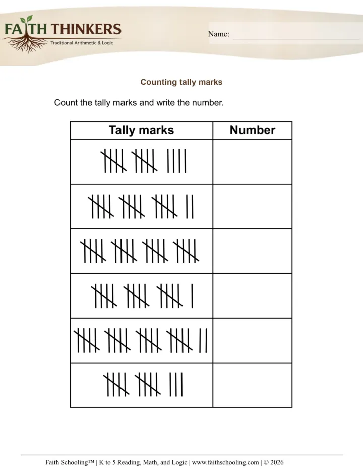 Tally Frequency worksheet sample