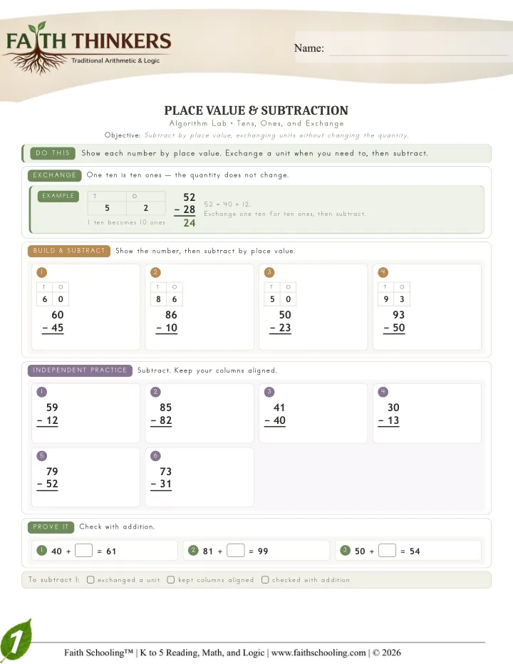 Placevalue worksheet sample