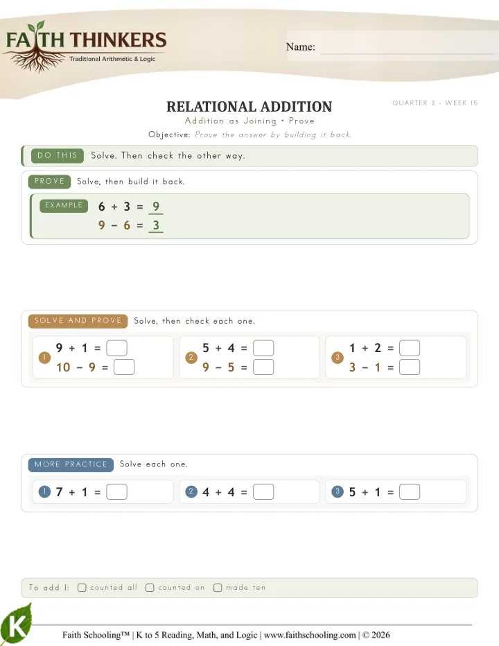 Prove worksheet sample