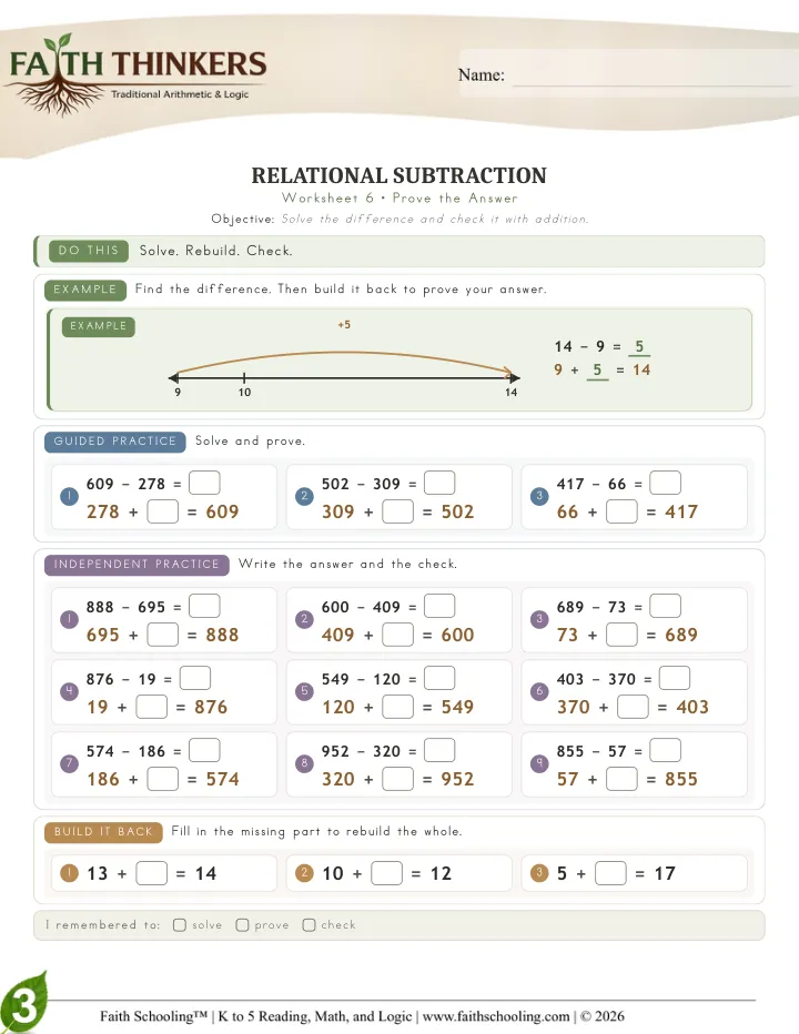 Prove worksheet sample